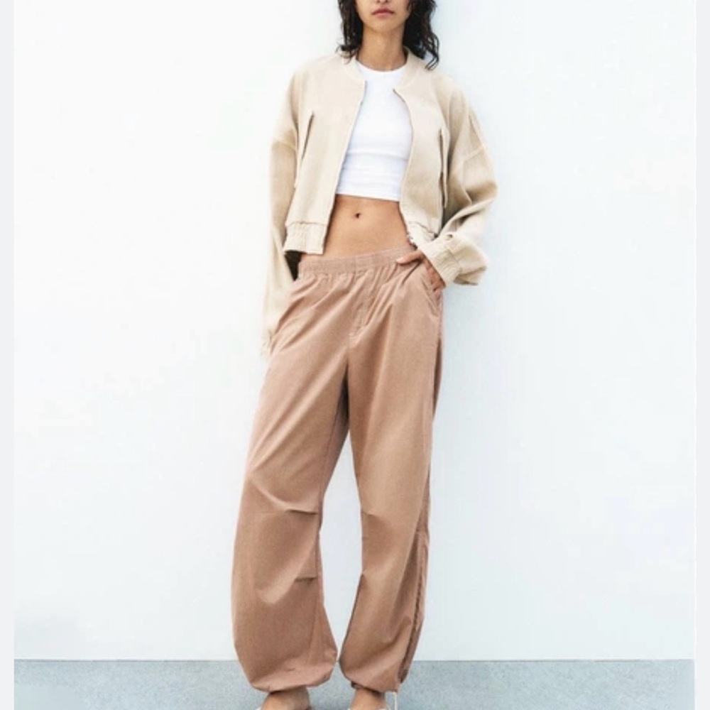 Zara NYLON BLEND PARACHUTE PANTS
